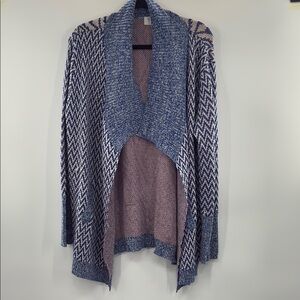 3for$20 Krush Blue and Pink Cardigan Sweater with Zigzag Pattern NWOT s: Large